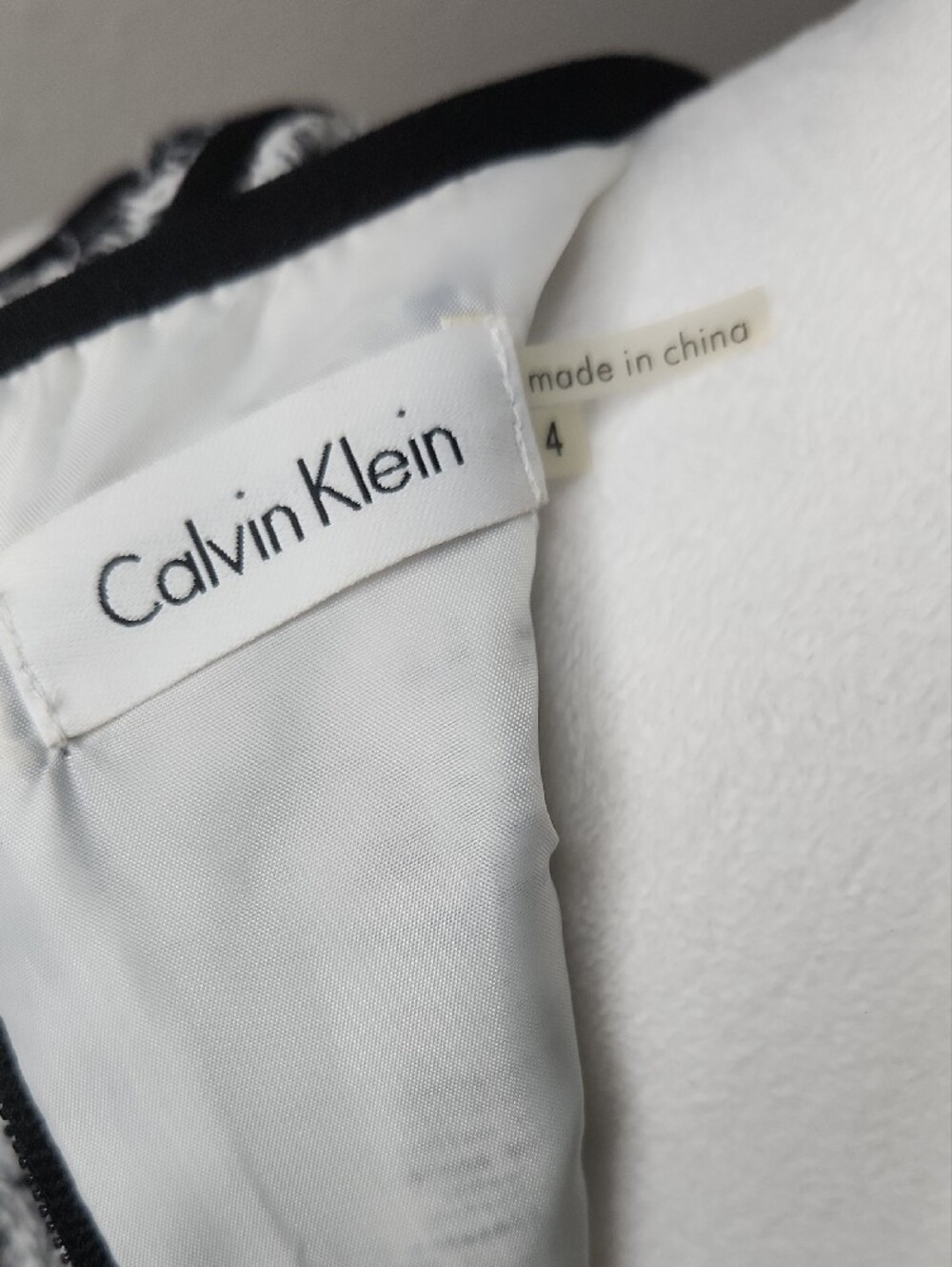 Calvin Klein Black and White Paneled Sheath Dress Midi Size 4 - Picture 9 of 11